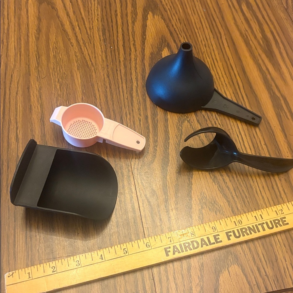 Lot of NEW Tupperware - Rocker Scoop, Mini Sifter Strainer, Egg Scoop and Funnel